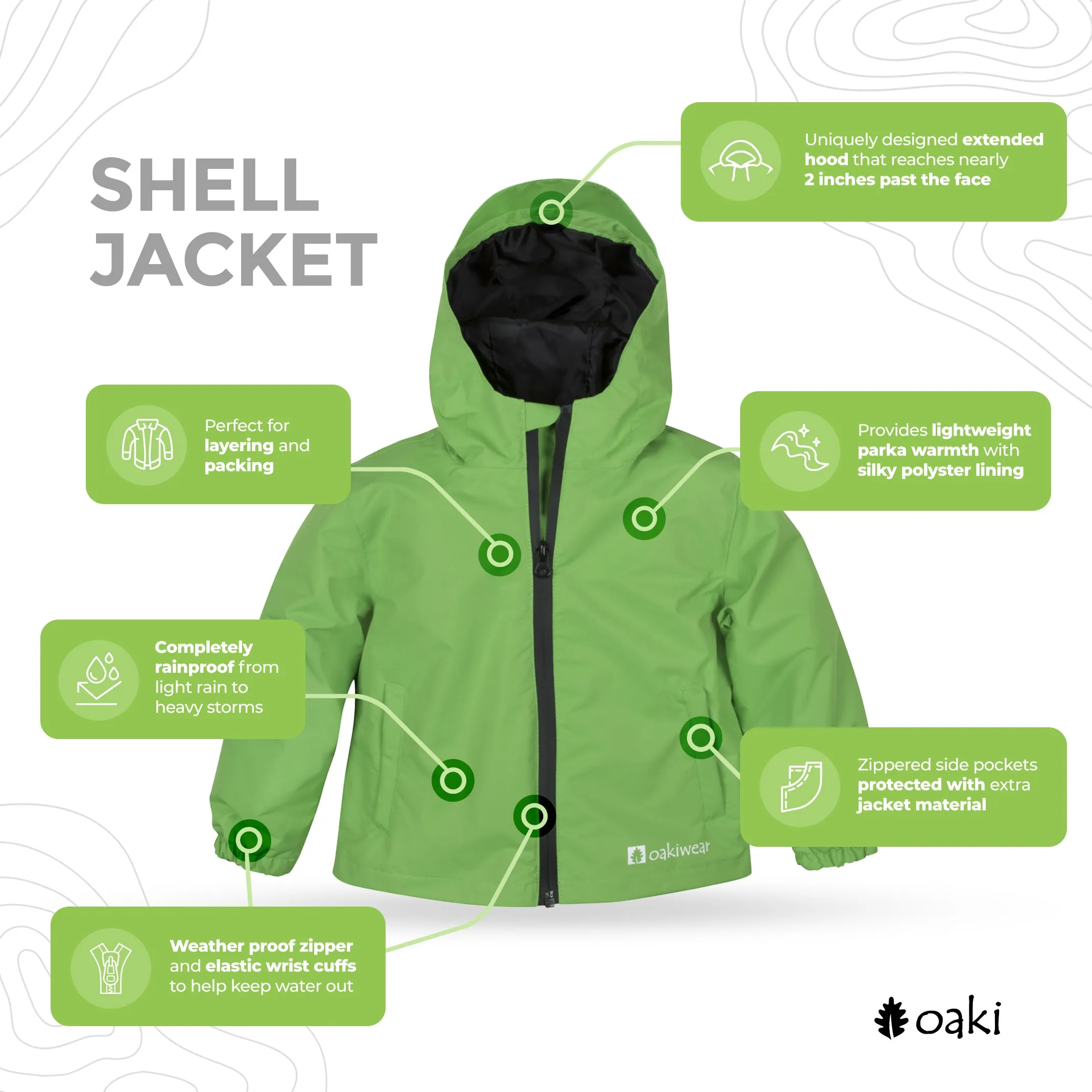 Adult Waterproof Shell Jacket, Valley Green