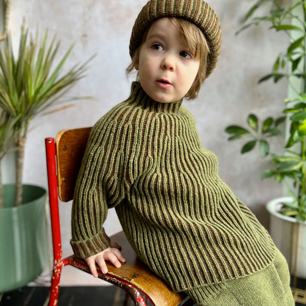 Afron Brioch Knit Pullover - 100% Merino - Mallow/Paprika (6-10y) *Last ones