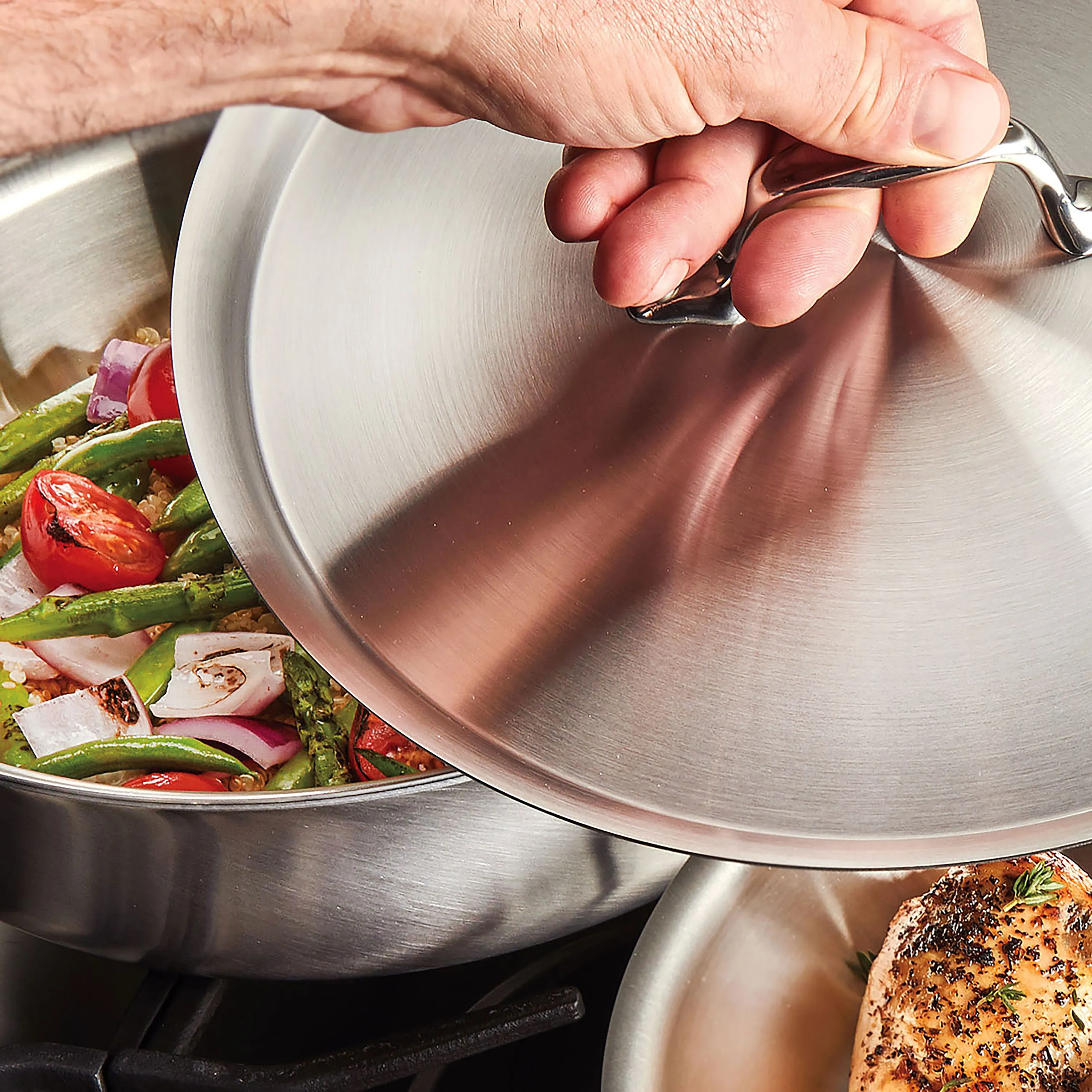 All-Clad d3 Stainless 12" Fry Pan with Lid