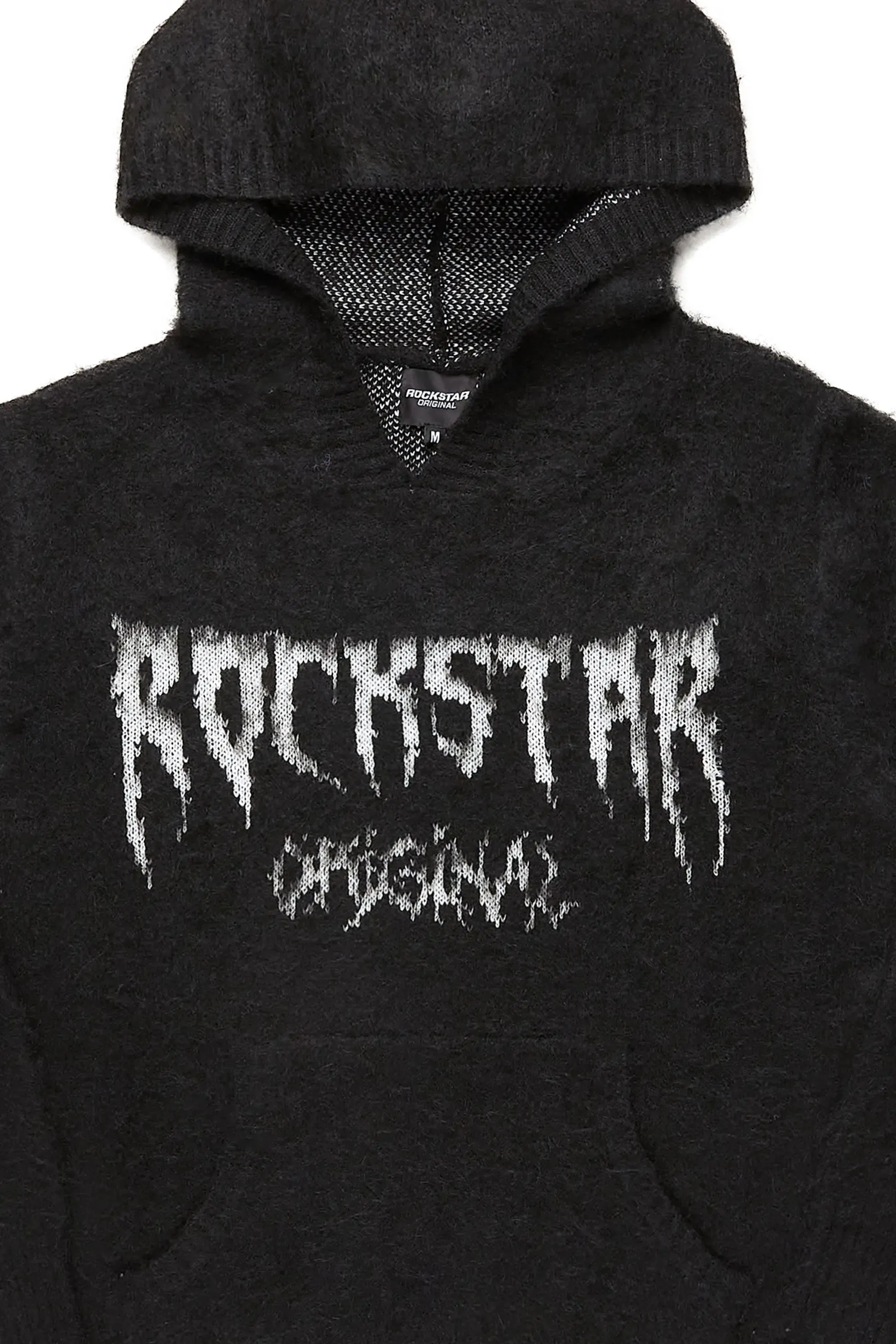 Andros Black Graphic Knitted Mohair Hoodie