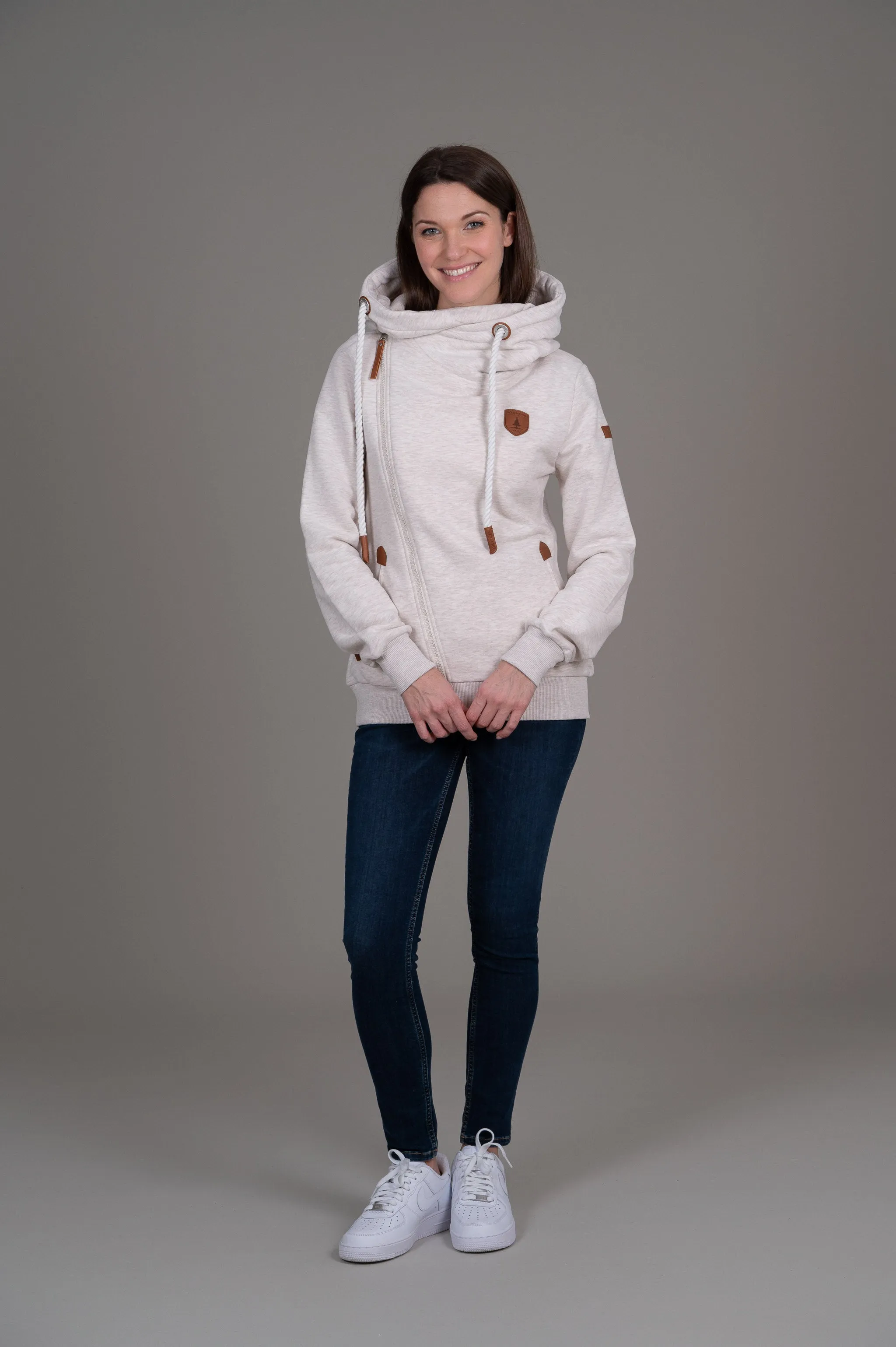 Athena Heather Oatmeal Full-Zip Hoodie