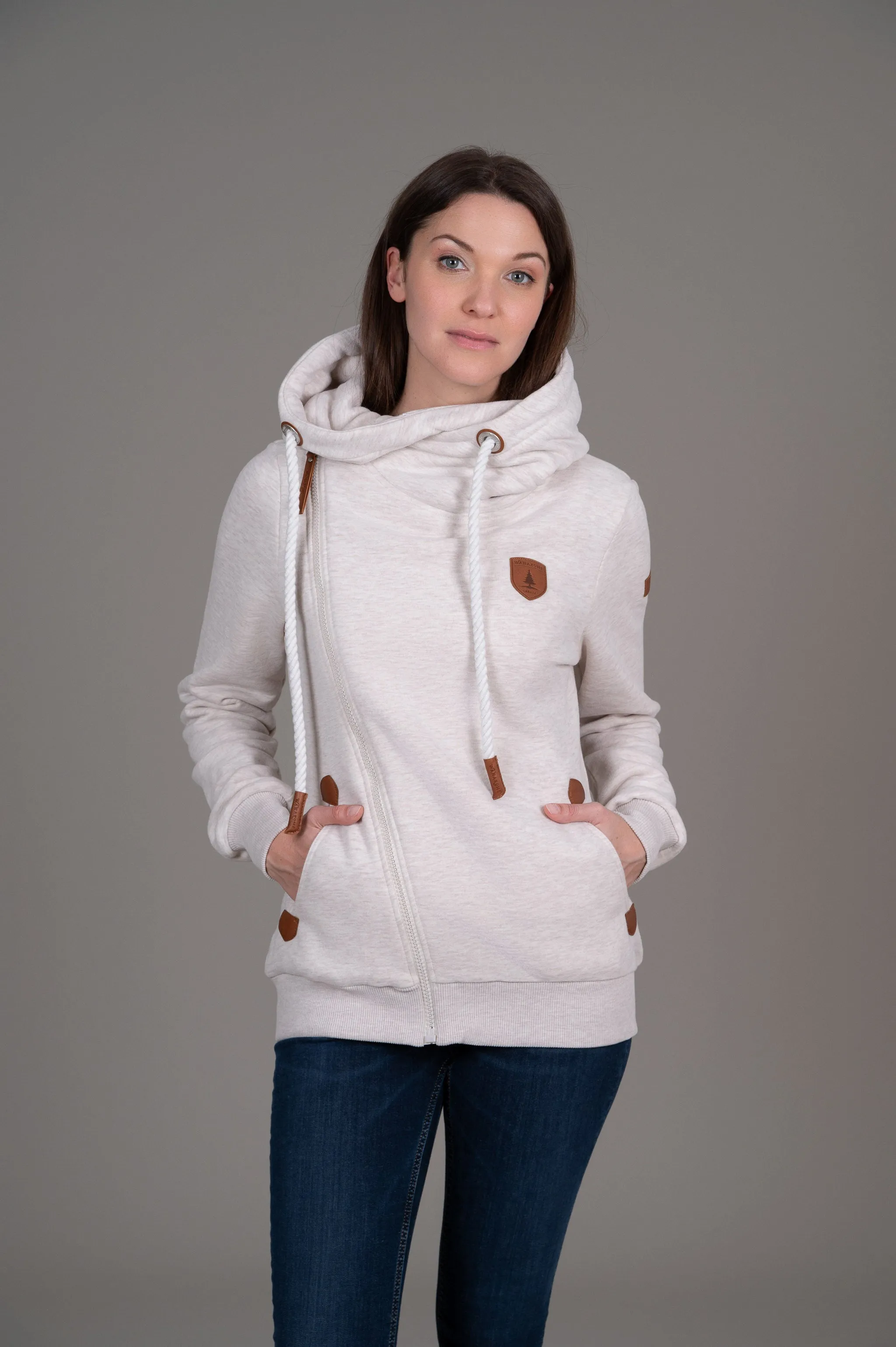 Athena Heather Oatmeal Full-Zip Hoodie