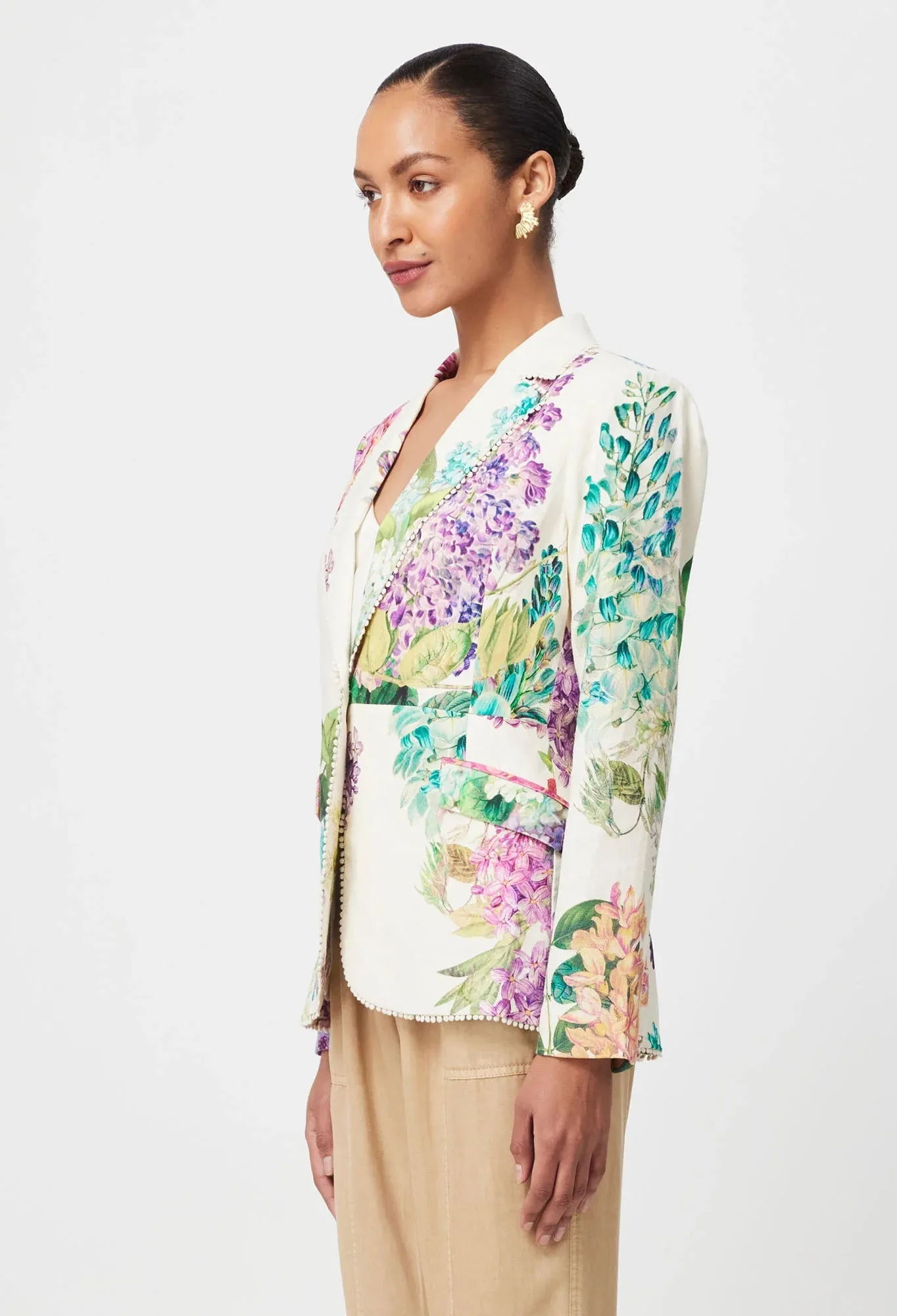 Bahia Floral Printed Linen Viscose Blazer