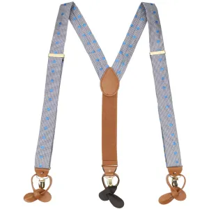 Blue Bridwell Dotted Houndstooth Suspenders