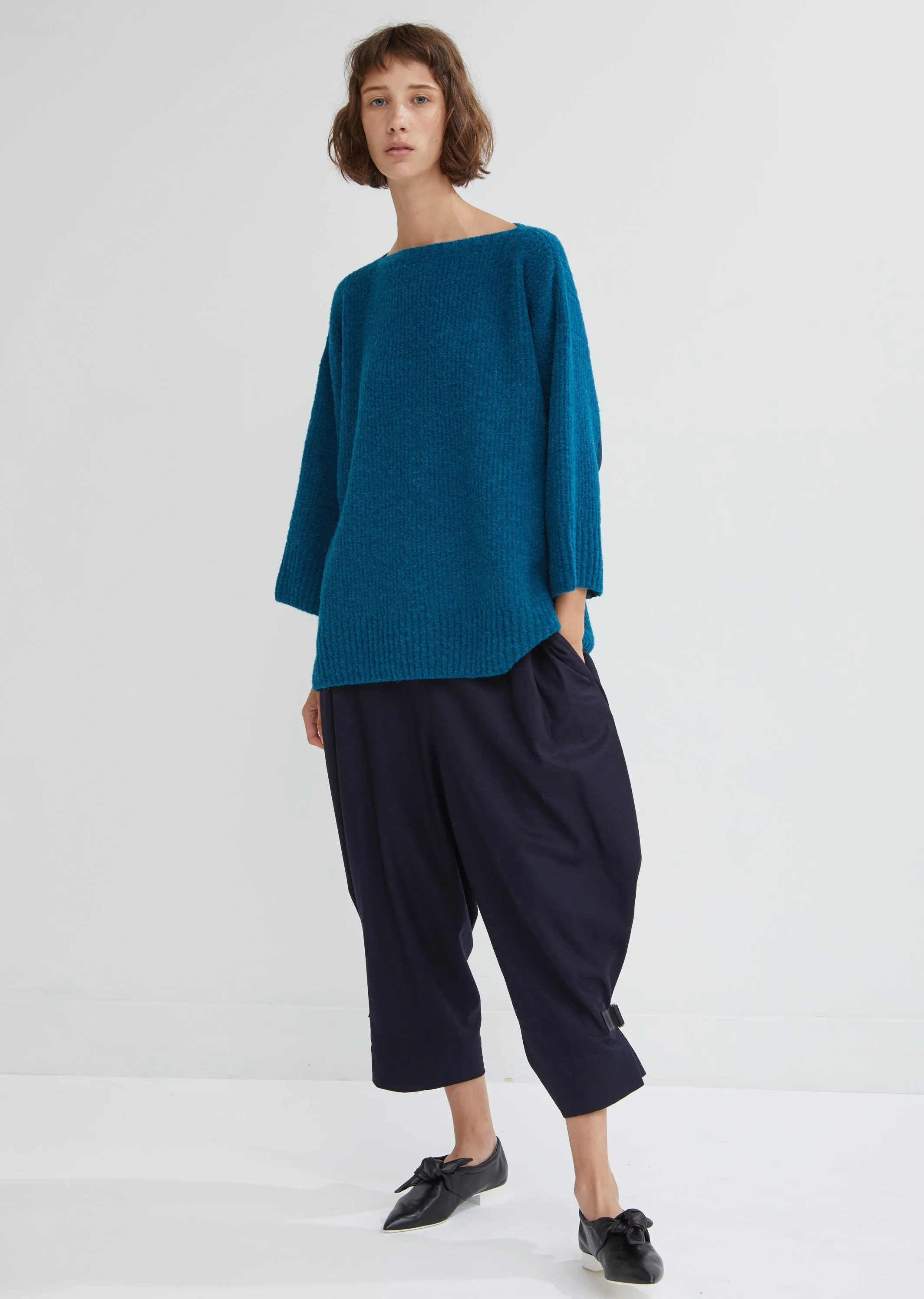 Boucle Knit Crew Neck Sweater