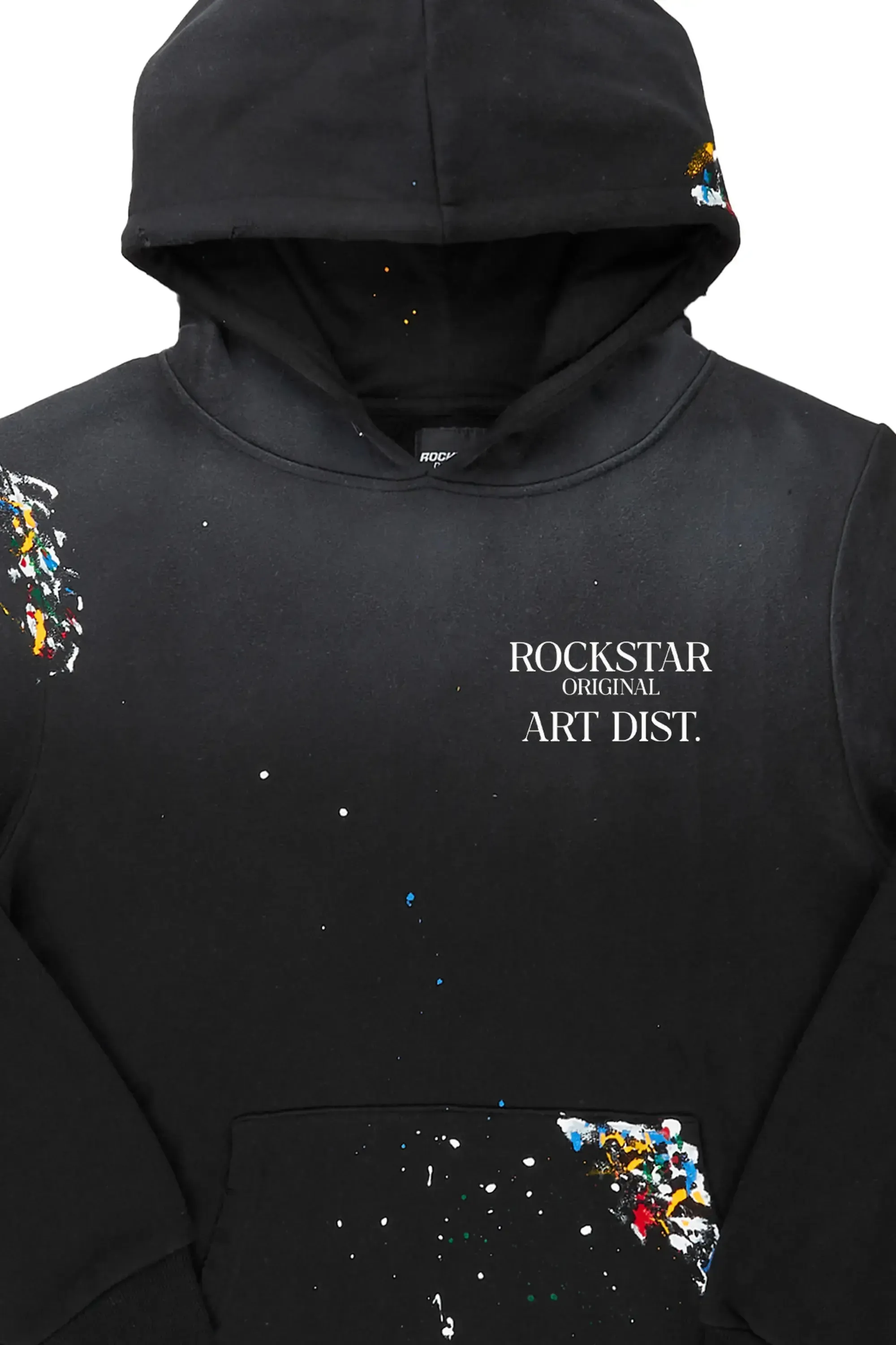 Boys Rockstar Art Dist. Black Graphic Hoodie