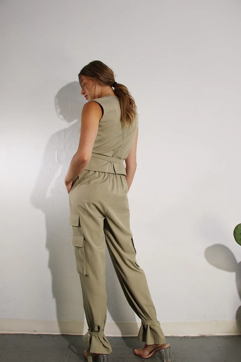 Cargo-Style High-Waisted Pants