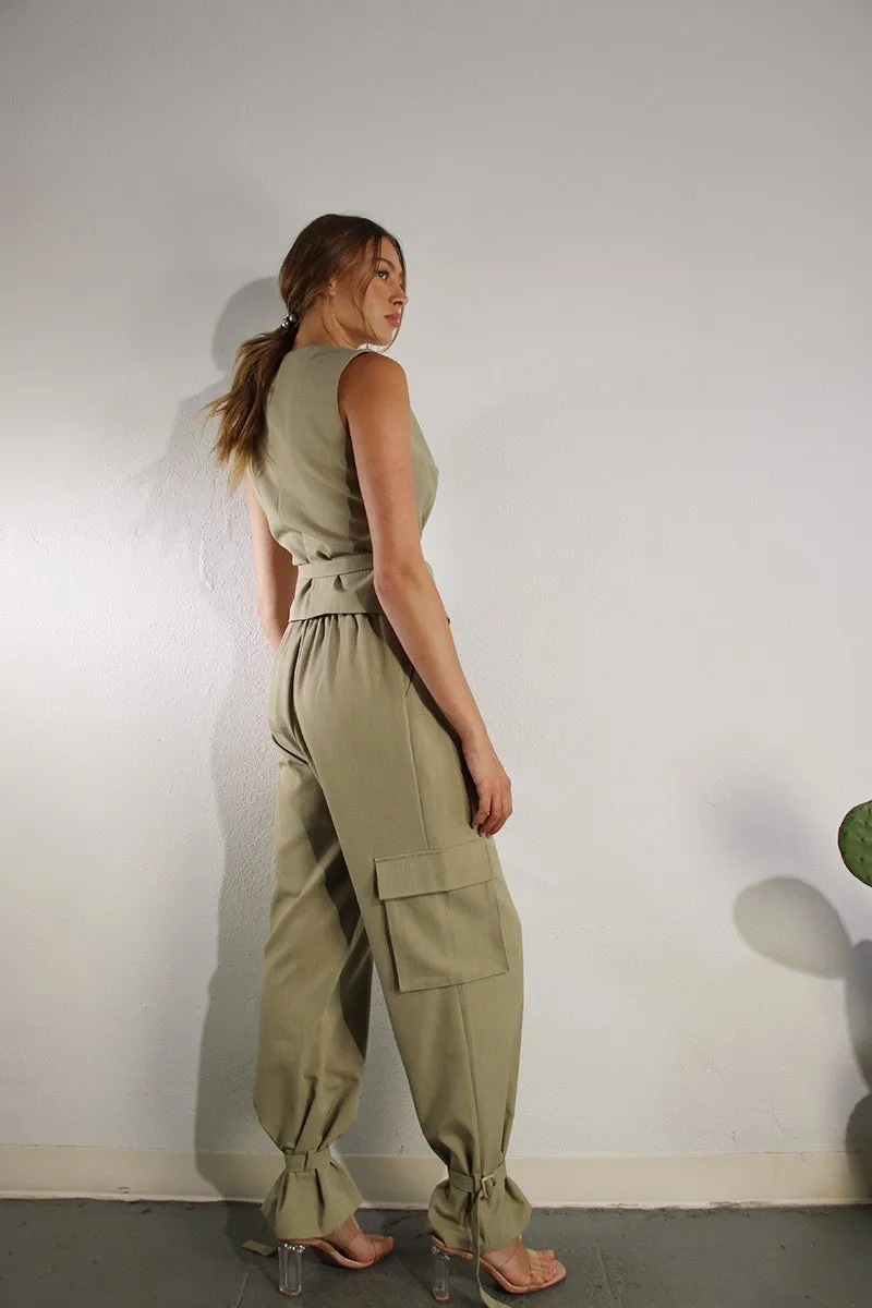 Cargo-Style High-Waisted Pants