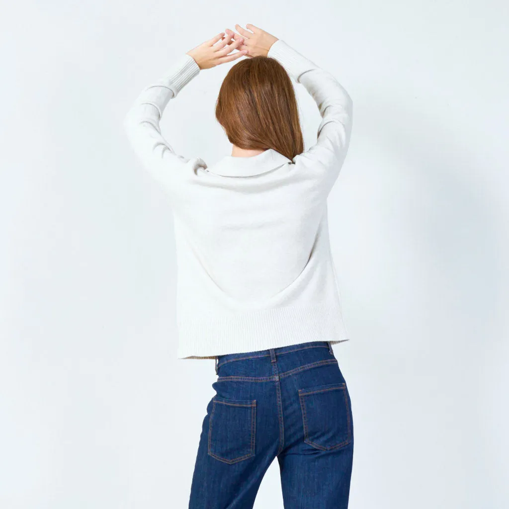 Casual pullover with ribbed hem and pockets wholesale