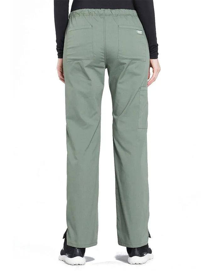 Cherokee Workwear Professionals Women's Drawstring Mid Rise Straight Leg Petite Pant