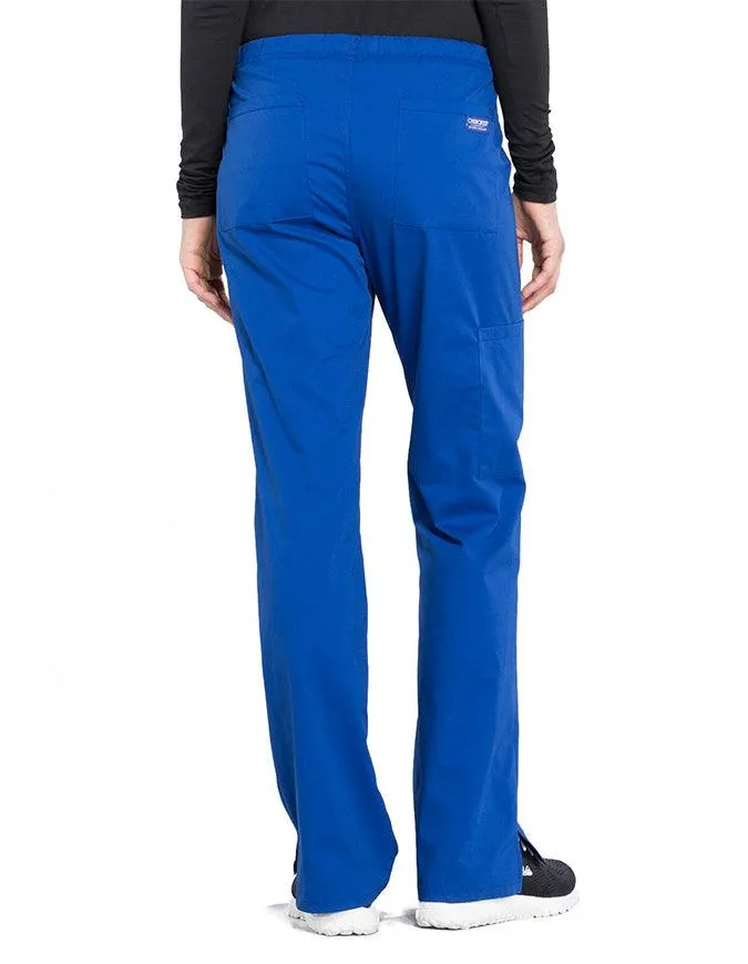 Cherokee Workwear Professionals Women's Drawstring Mid Rise Straight Leg Petite Pant