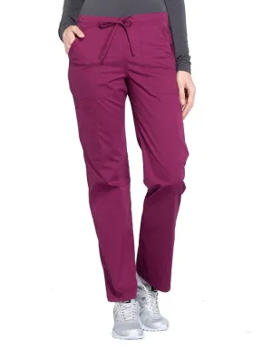 Cherokee Workwear Professionals Women's Drawstring Mid Rise Straight Leg Petite Pant