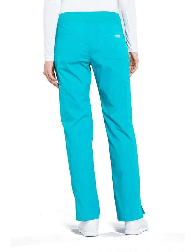 Cherokee Workwear Professionals Women's Elastic Waist Mid Rise Straight Leg Pull-on Cargo Tall Pant