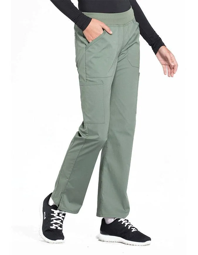 Cherokee Workwear Professionals Women's Elastic Waist Mid Rise Straight Leg Pull-on Cargo Tall Pant