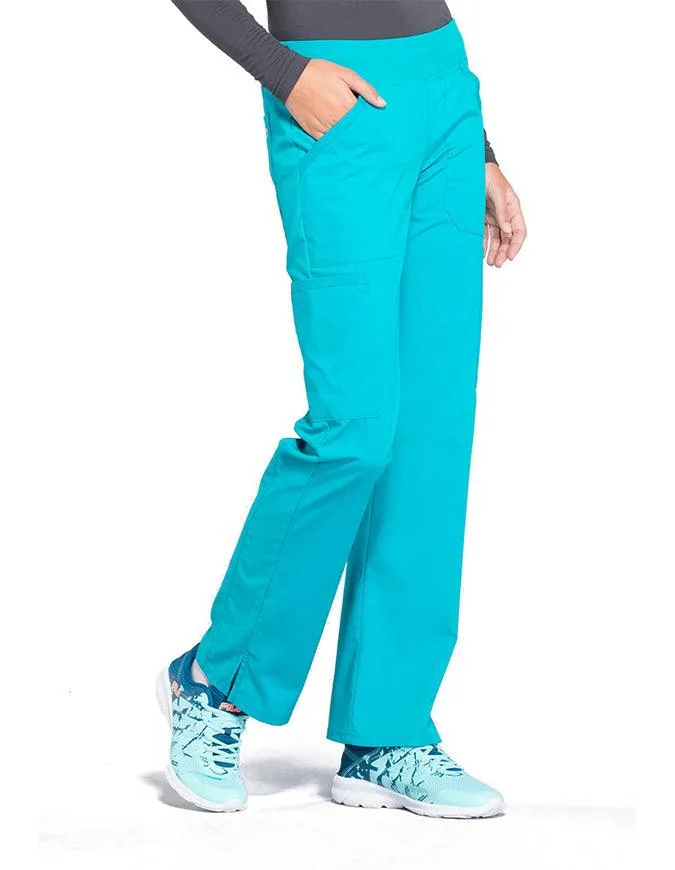 Cherokee Workwear Professionals Women's Elastic Waist Mid Rise Straight Leg Pull-on Cargo Tall Pant