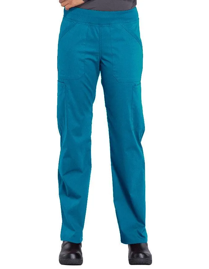 Cherokee Workwear Professionals Women's Elastic Waist Mid Rise Straight Leg Pull-on Cargo Tall Pant