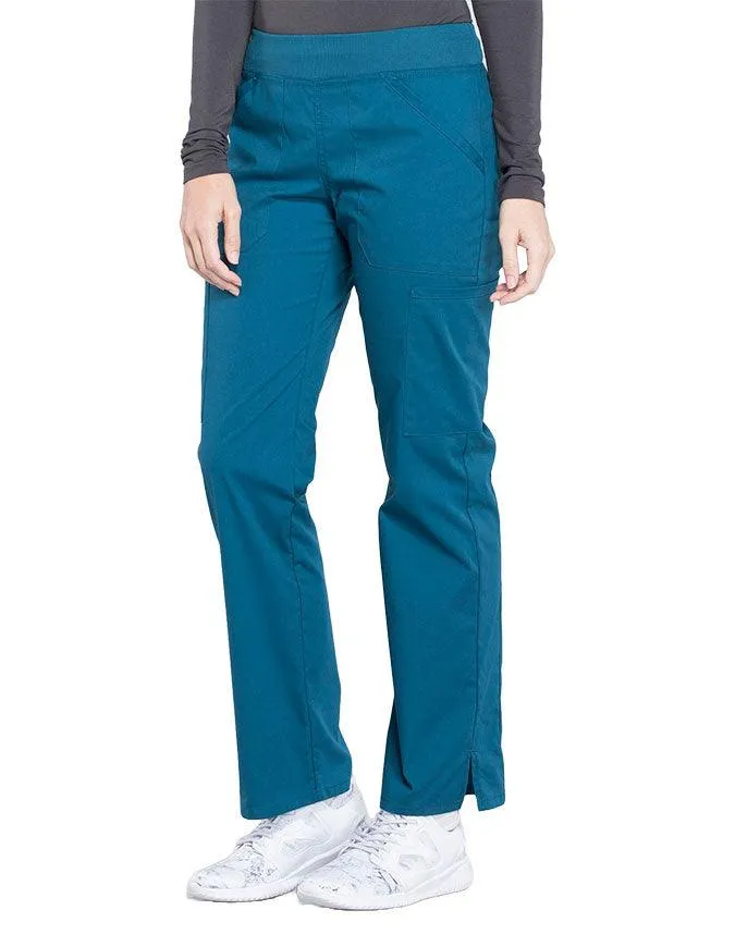 Cherokee Workwear Professionals Women's Elastic Waist Mid Rise Straight Leg Pull-on Cargo Tall Pant