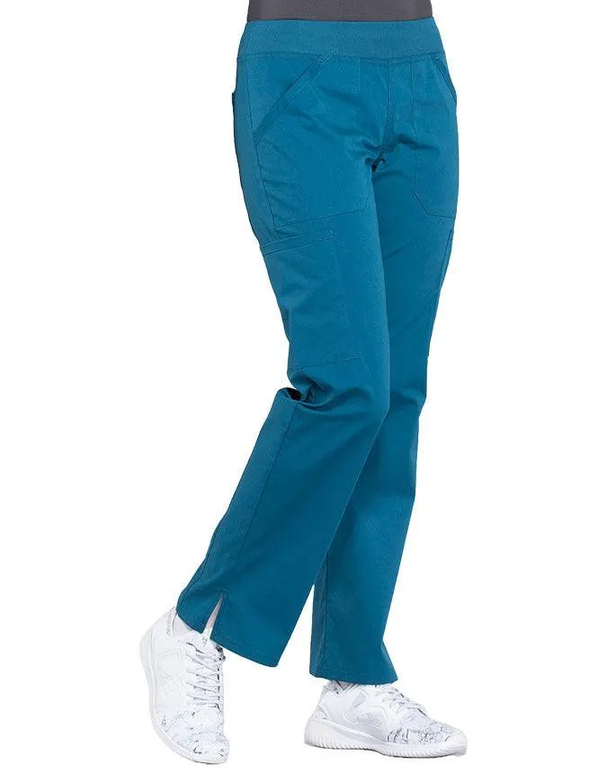 Cherokee Workwear Professionals Women's Elastic Waist Mid Rise Straight Leg Pull-on Cargo Tall Pant