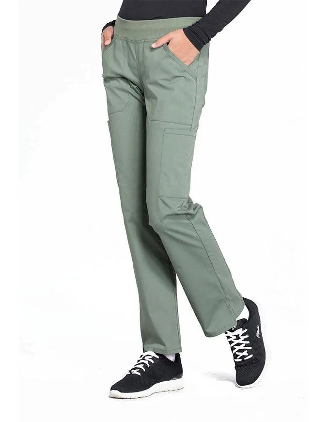 Cherokee Workwear Professionals Women's Elastic Waist Mid Rise Straight Leg Pull-on Cargo Tall Pant