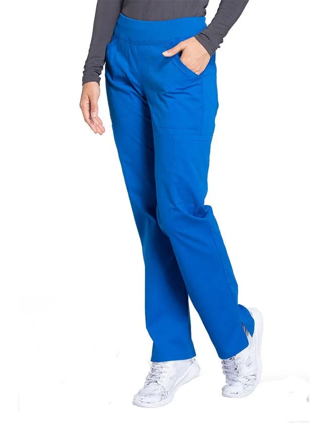 Cherokee Workwear Professionals Women's Elastic Waist Mid Rise Straight Leg Pull-on Cargo Tall Pant