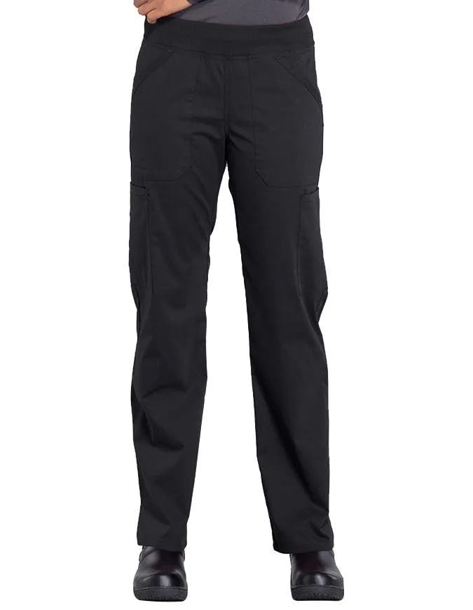 Cherokee Workwear Professionals Women's Elastic Waist Mid Rise Straight Leg Pull-on Cargo Tall Pant