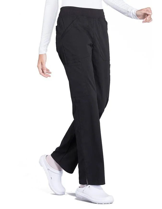 Cherokee Workwear Professionals Women's Elastic Waist Mid Rise Straight Leg Pull-on Cargo Tall Pant