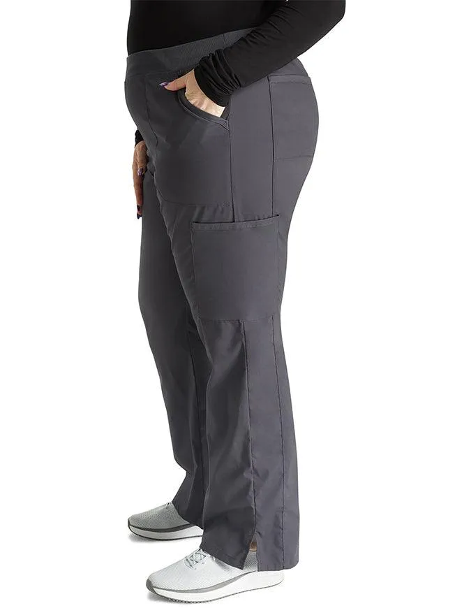 Cherokee Workwear Professionals Women's Elastic Waist Mid Rise Straight Leg Pull-on Cargo Tall Pant