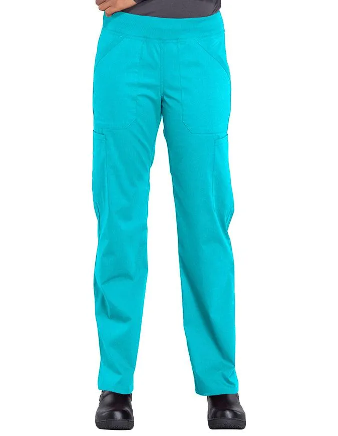 Cherokee Workwear Professionals Women's Elastic Waist Mid Rise Straight Leg Pull-on Cargo Tall Pant