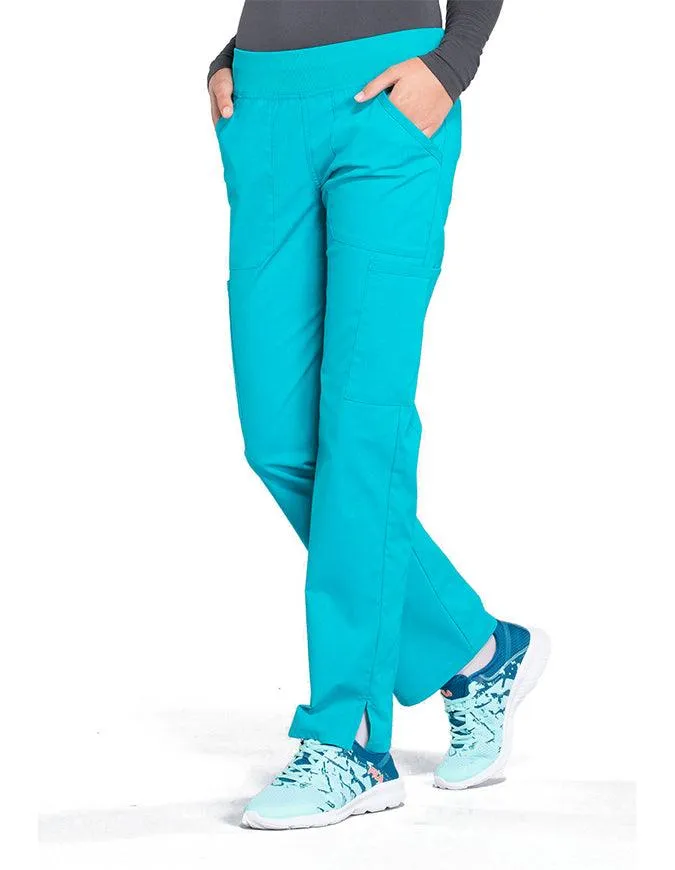 Cherokee Workwear Professionals Women's Elastic Waist Mid Rise Straight Leg Pull-on Cargo Tall Pant