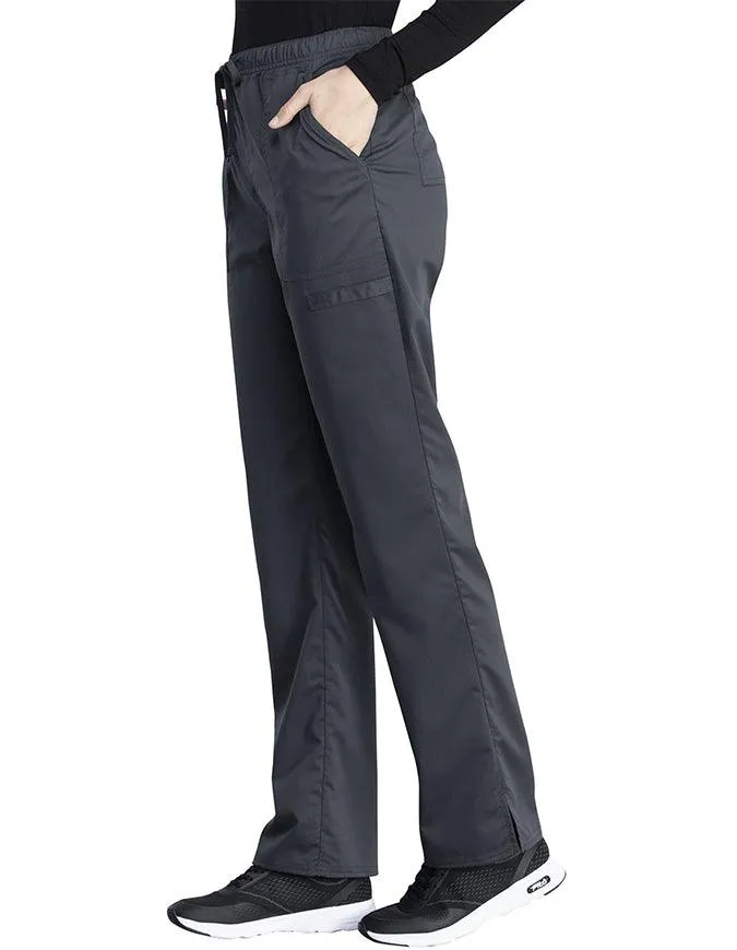 Cherokee Workwear Revolution Tech Women's Mid Rise Straight Leg Drawstring Pant