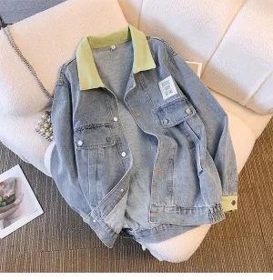 Chic Lapeled Loose-fit Denim Jacket