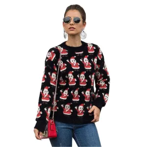 Christmas Santa Claus Women Sweater - Black