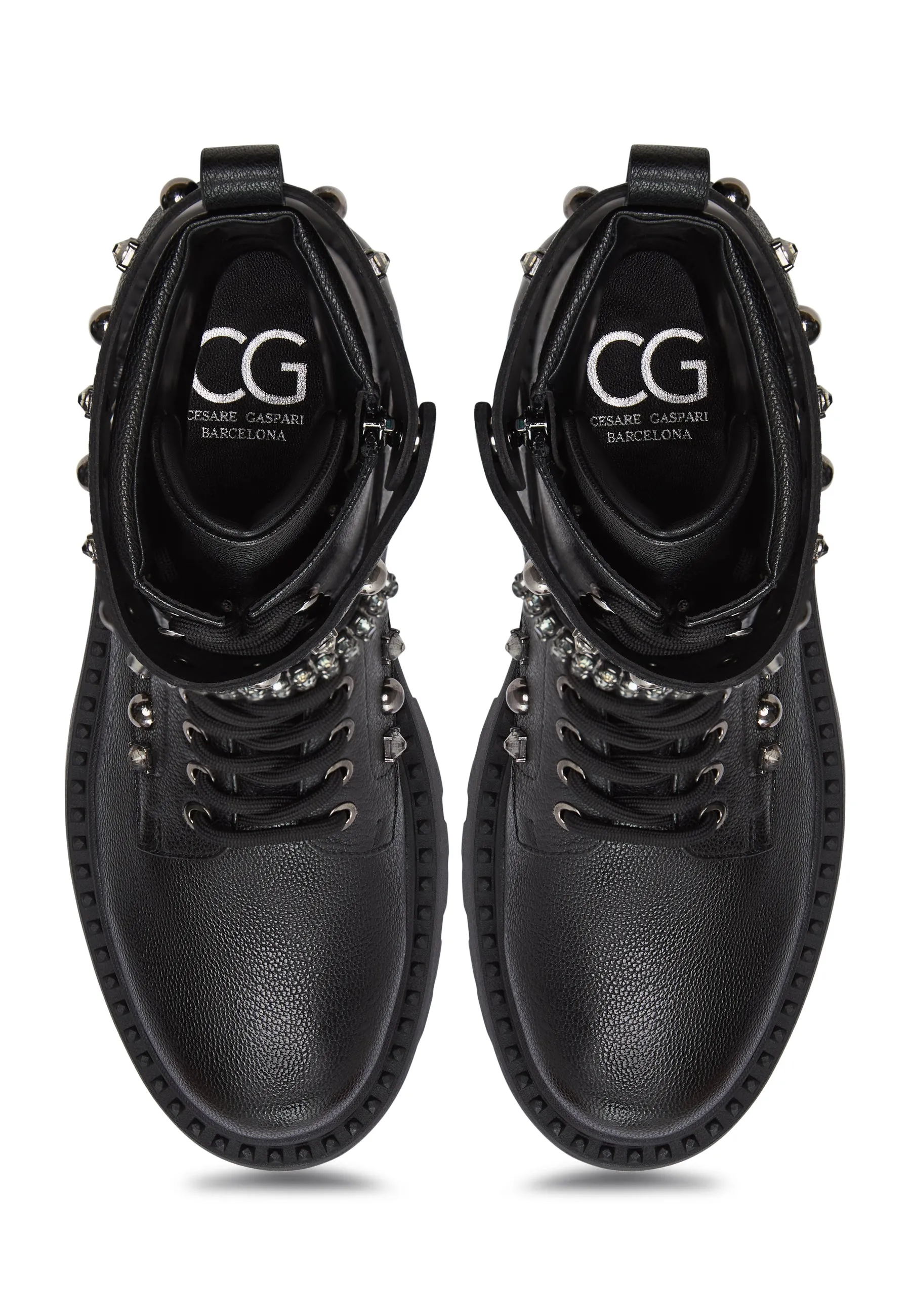 Combat Boots with Studded Detailing Becks - Black