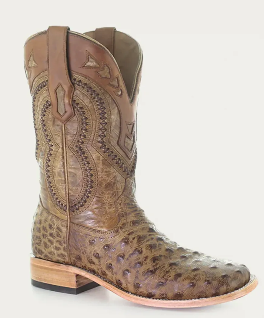 CORRAL MENS OSTRICH COWBOY BOOTS STYLE A4008