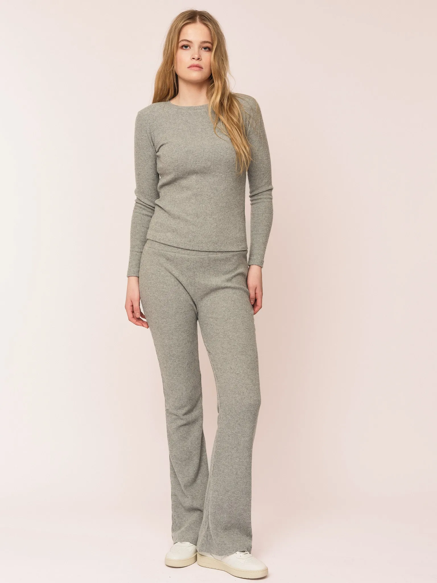 Daniela Rib Trouser - Dark Grey Melange