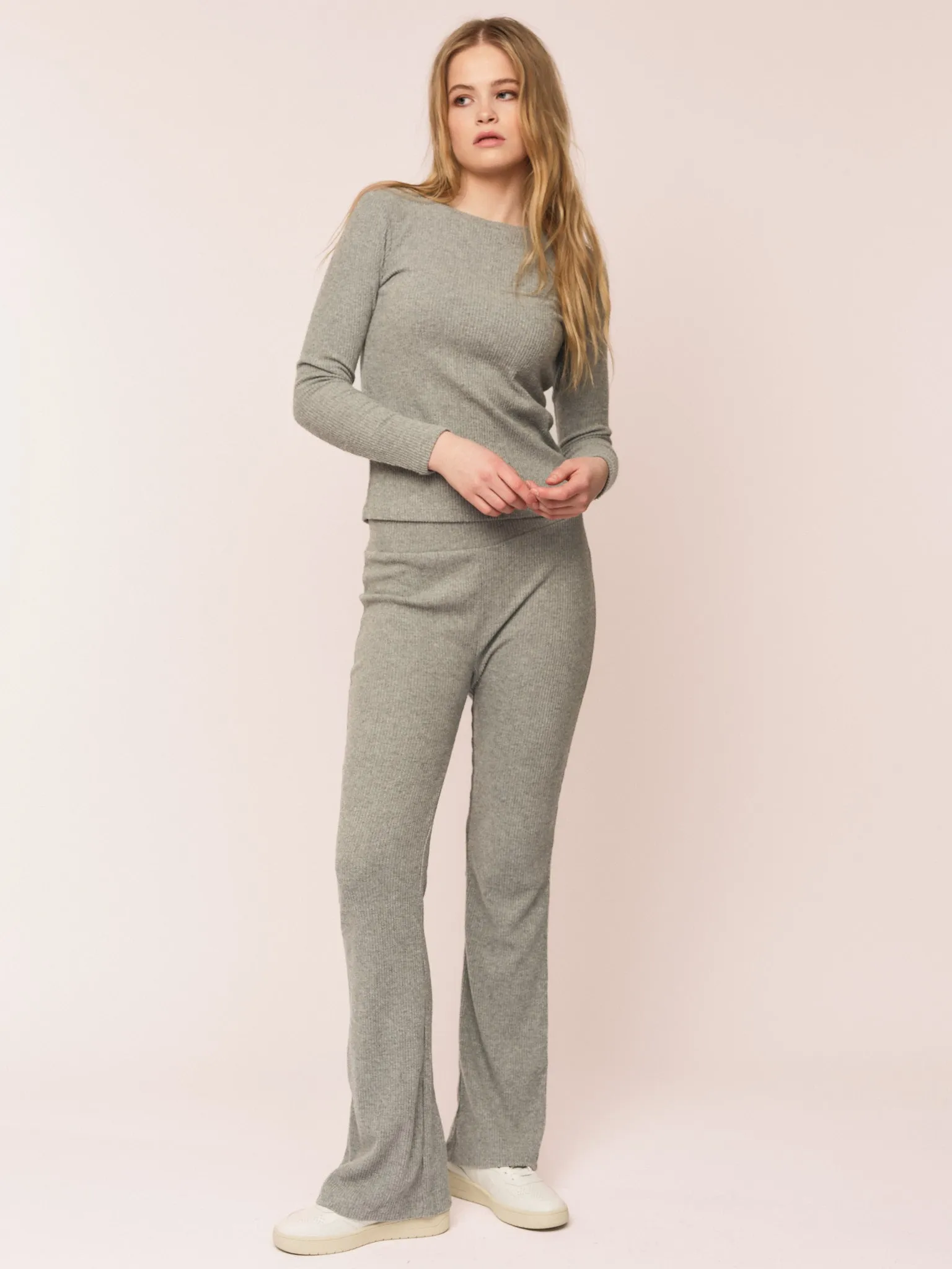 Daniela Rib Trouser - Dark Grey Melange