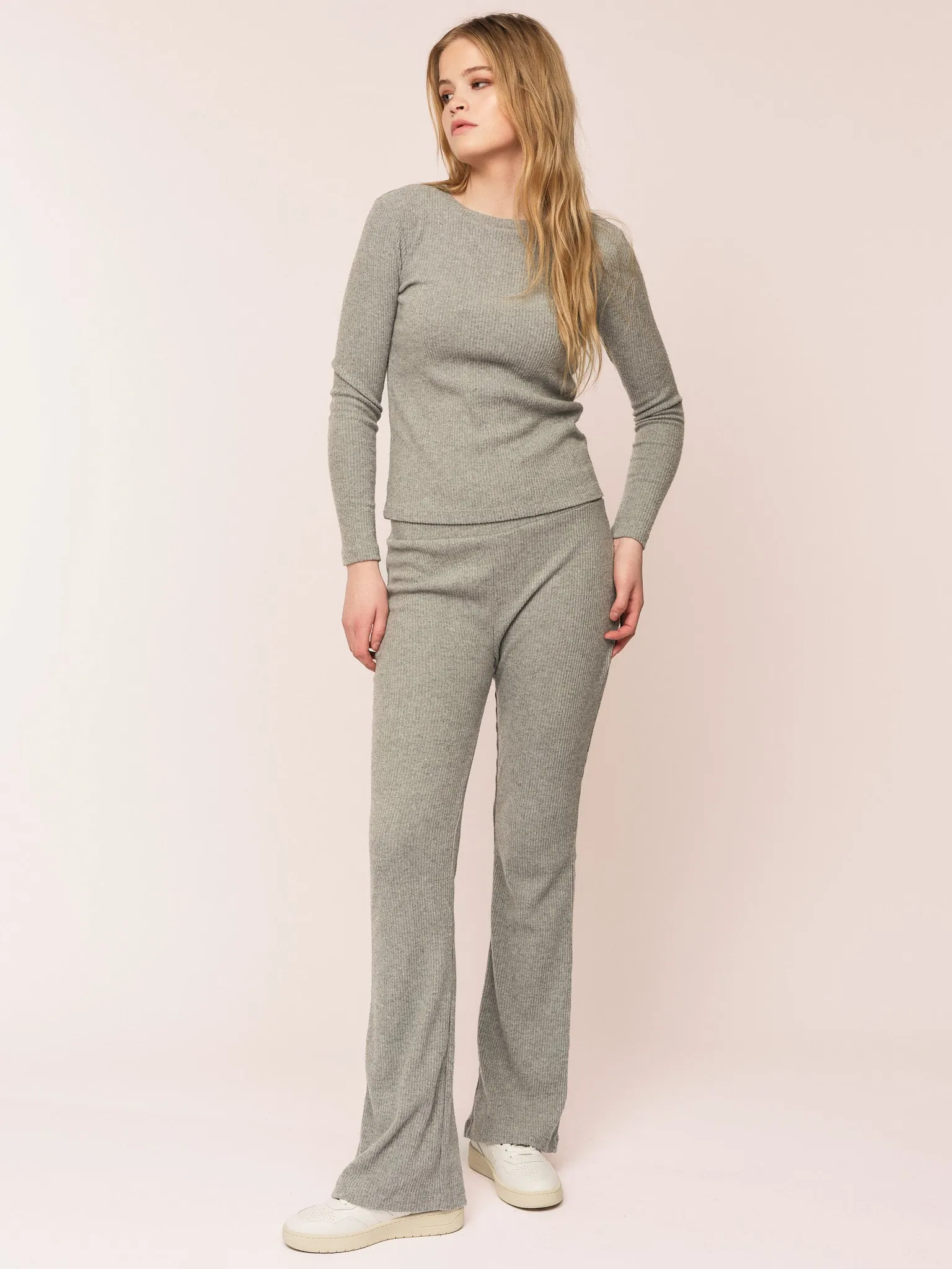 Daniela Rib Trouser - Dark Grey Melange