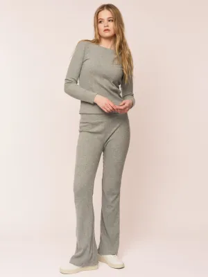 Daniela Rib Trouser - Dark Grey Melange