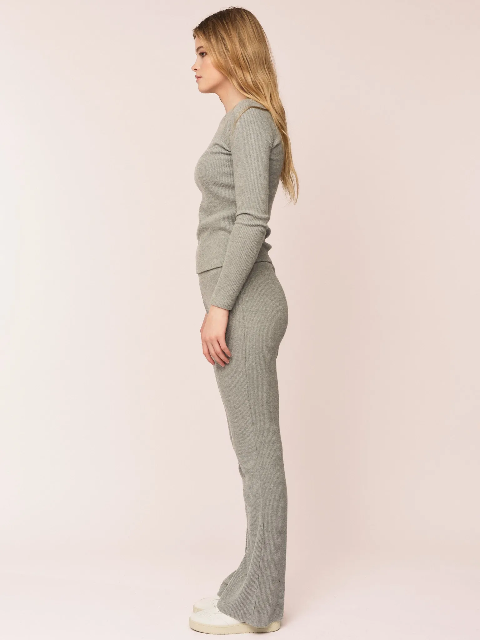 Daniela Rib Trouser - Dark Grey Melange