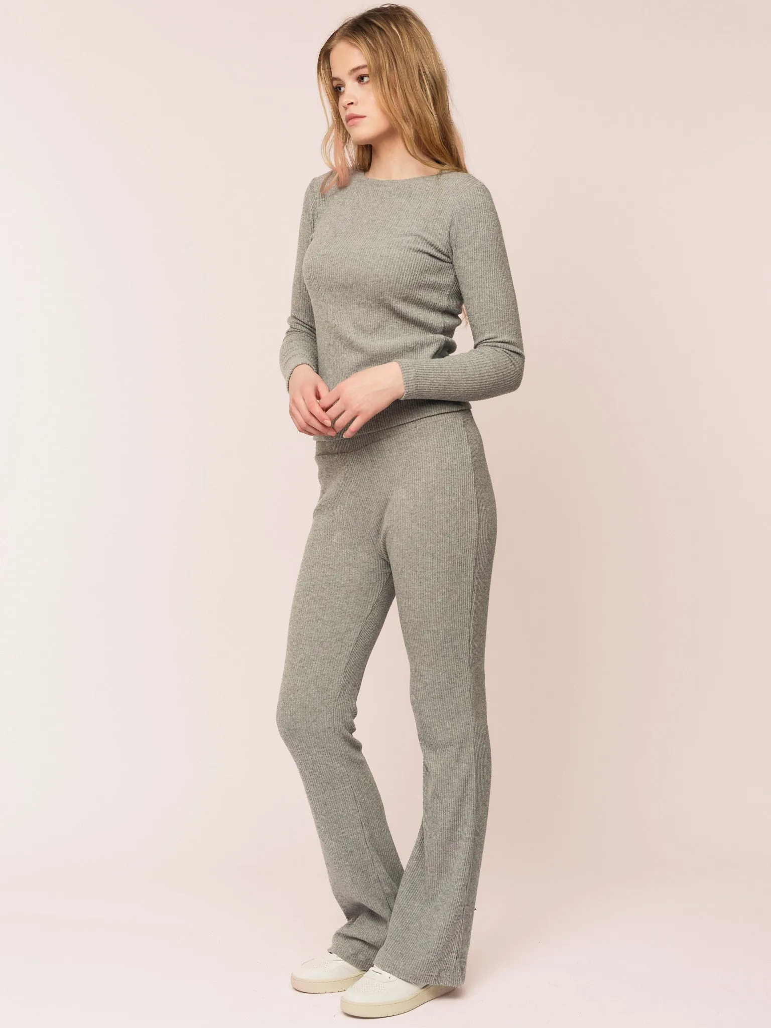 Daniela Rib Trouser - Dark Grey Melange