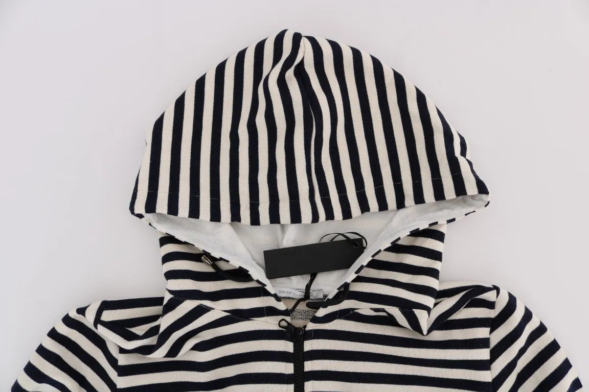 Daniele Alessandrini Elegant Full Zip Hooded Striped Sweater