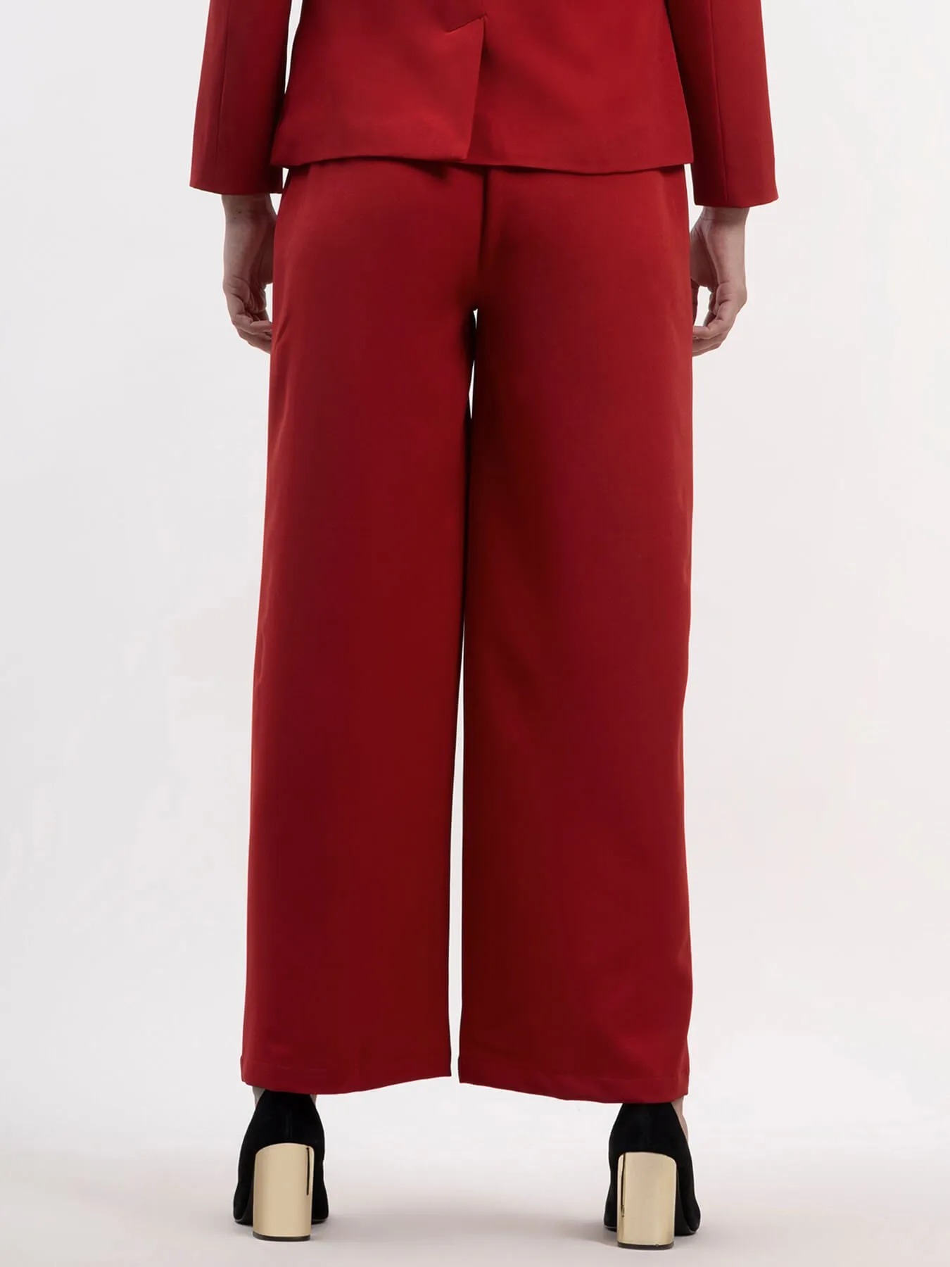 Elasticated Wide Leg Trouser - Red