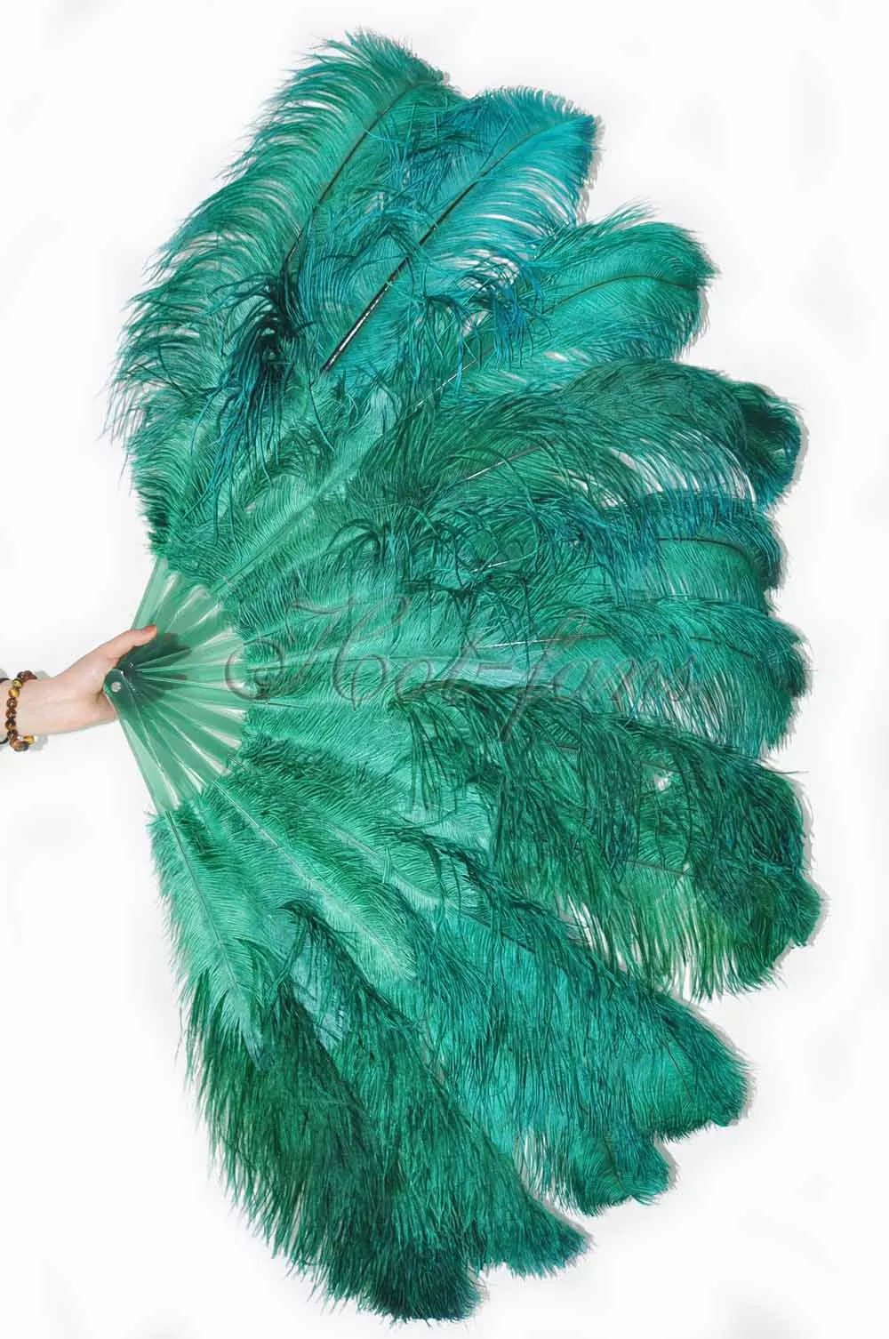 Forest green intermediate 2 layers Ostrich Feather Fan 30"x 54"