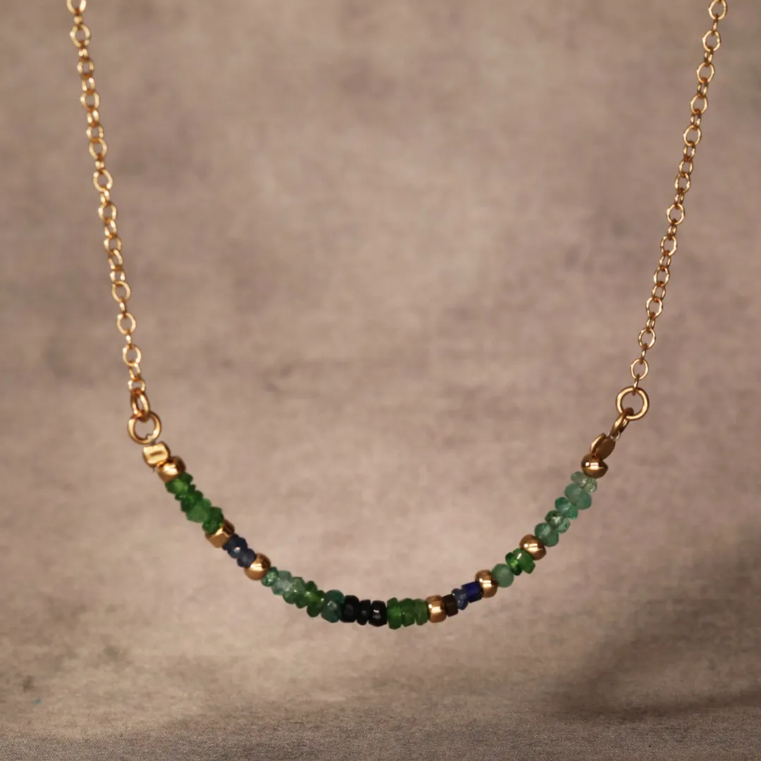 Half Stone Blue Green Semi Precious Necklace