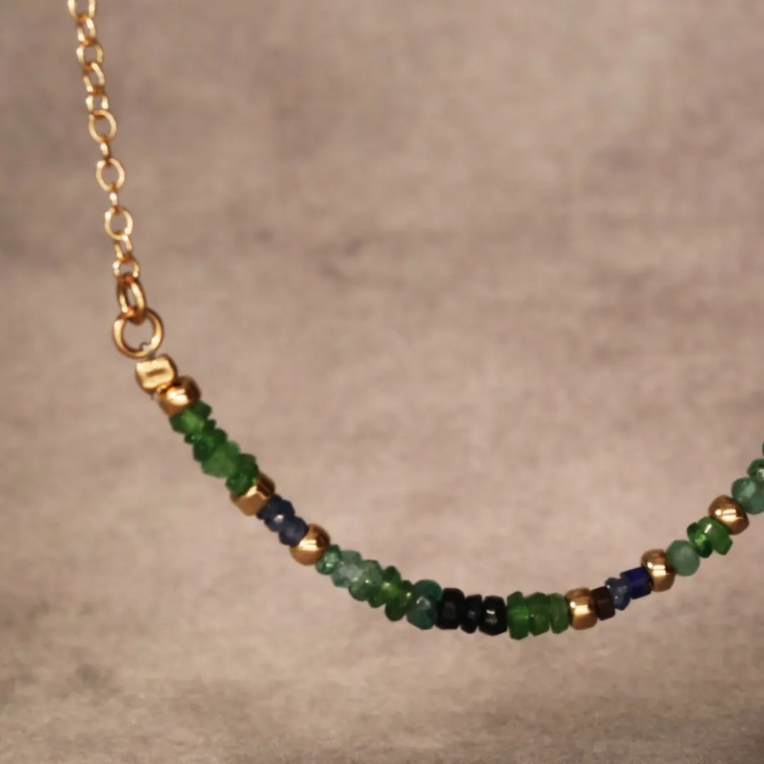 Half Stone Blue Green Semi Precious Necklace