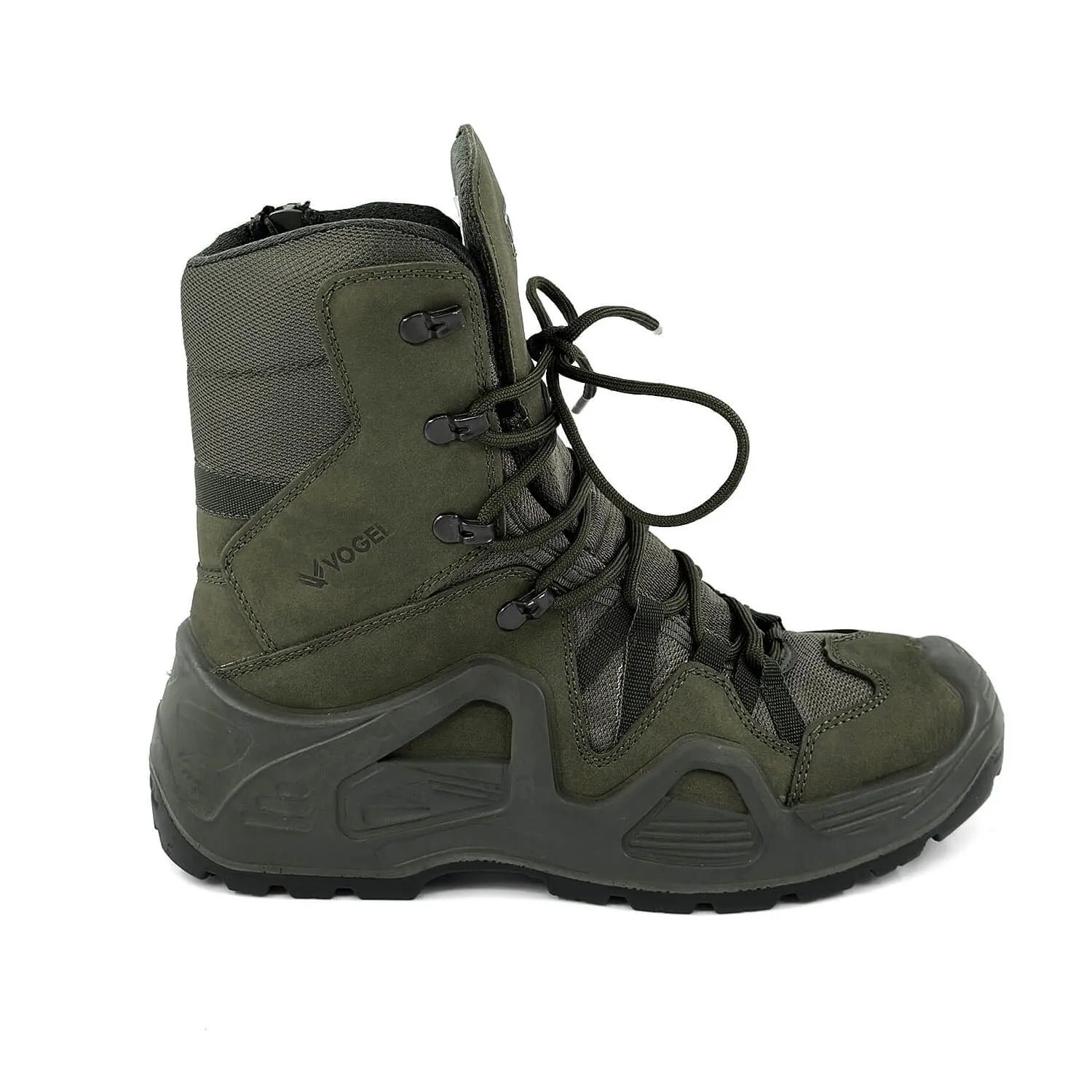 Khaki Tactical Military Zippered Long Outdoor Shoes (CR1)