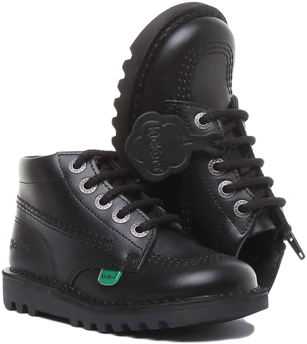 Kickers Kick Hi Zip In Black in Junior Size UK 12.5 - 2.5