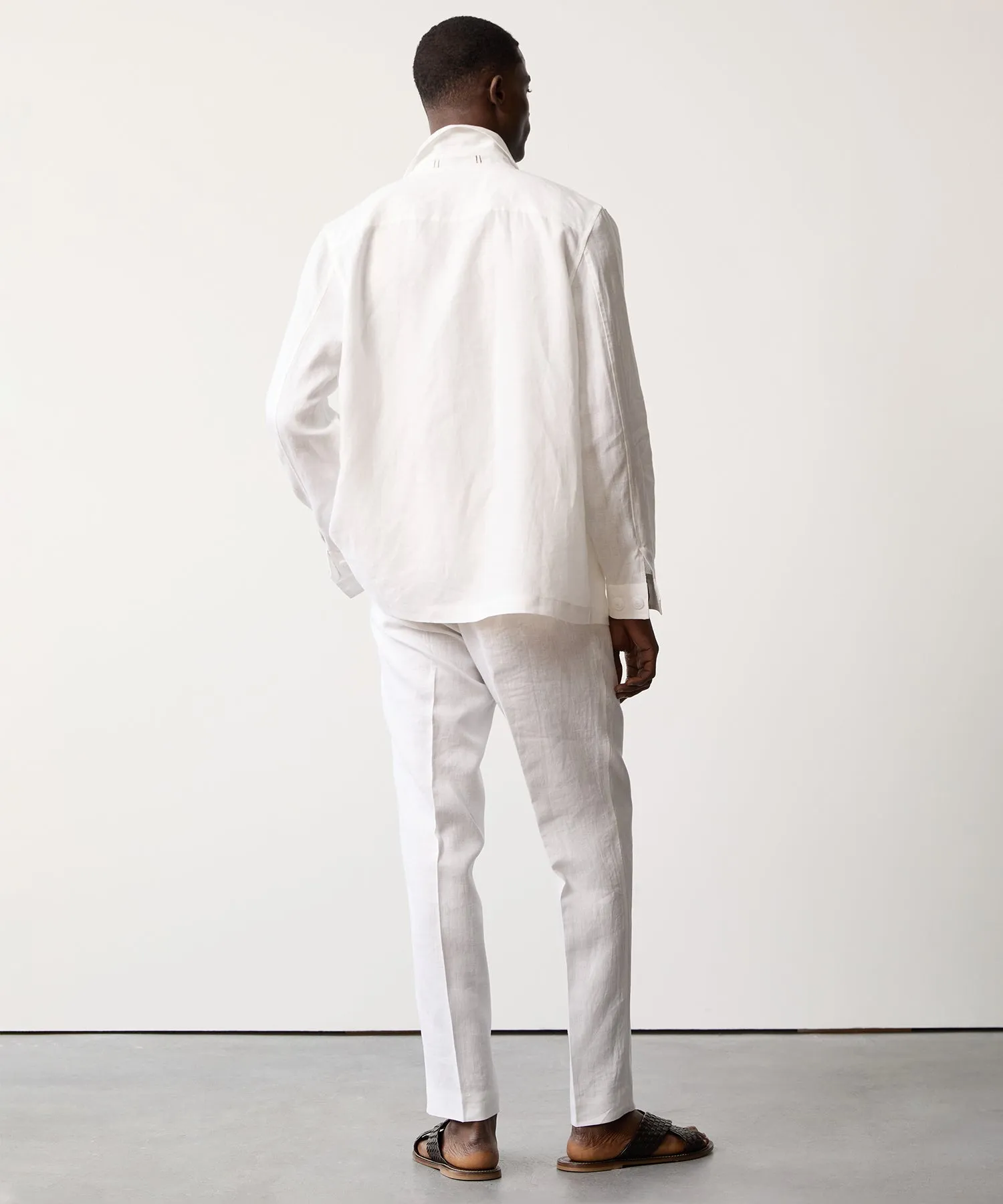 Linen Two-Pocket Overshirt in White