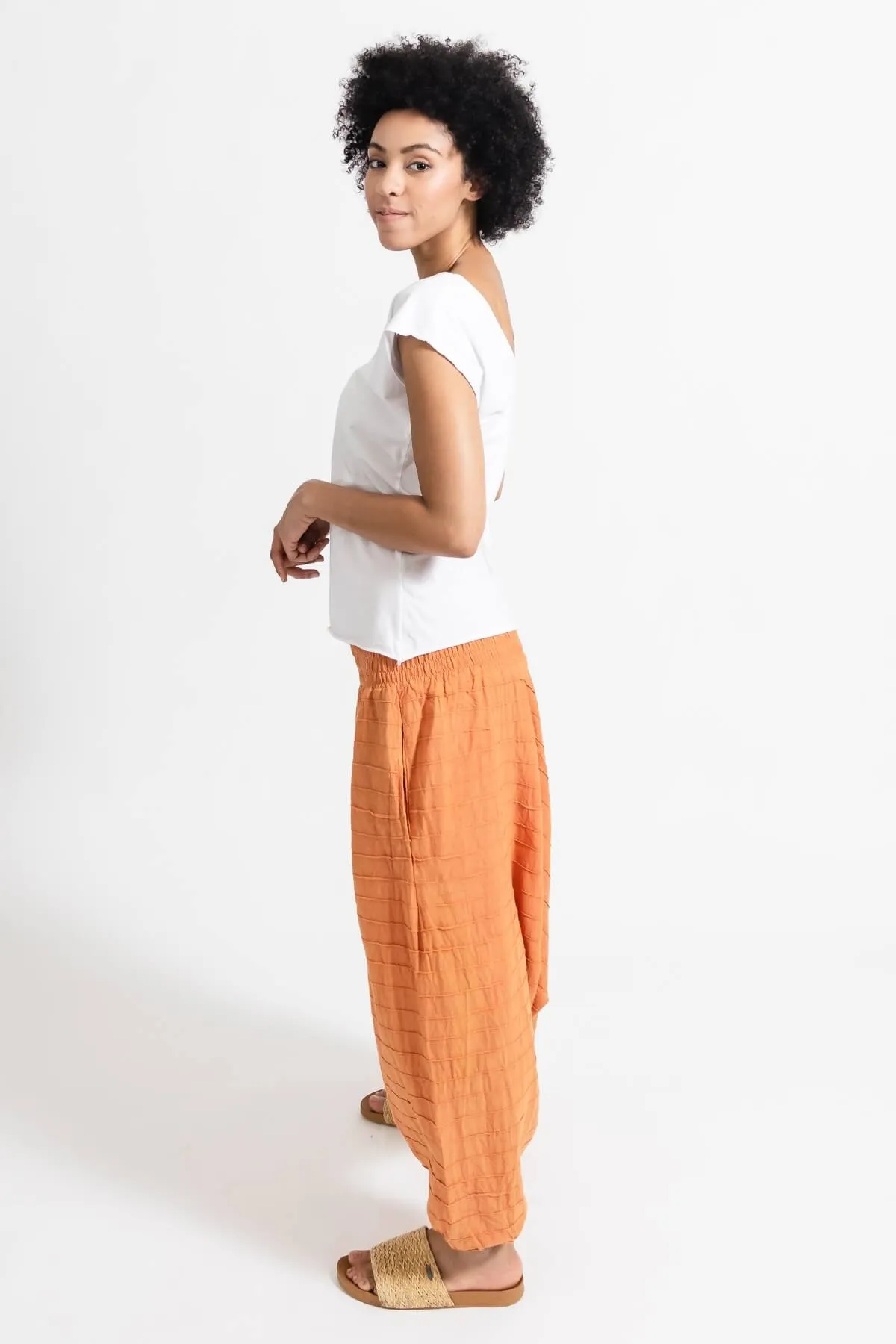 Low Crotch Pants Pintuck - Orange