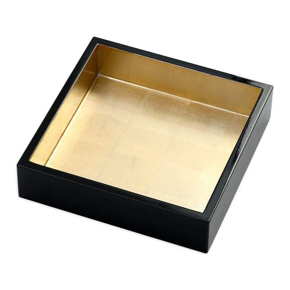 Luncheon Napkin Holder - Black with Gold Lacquer